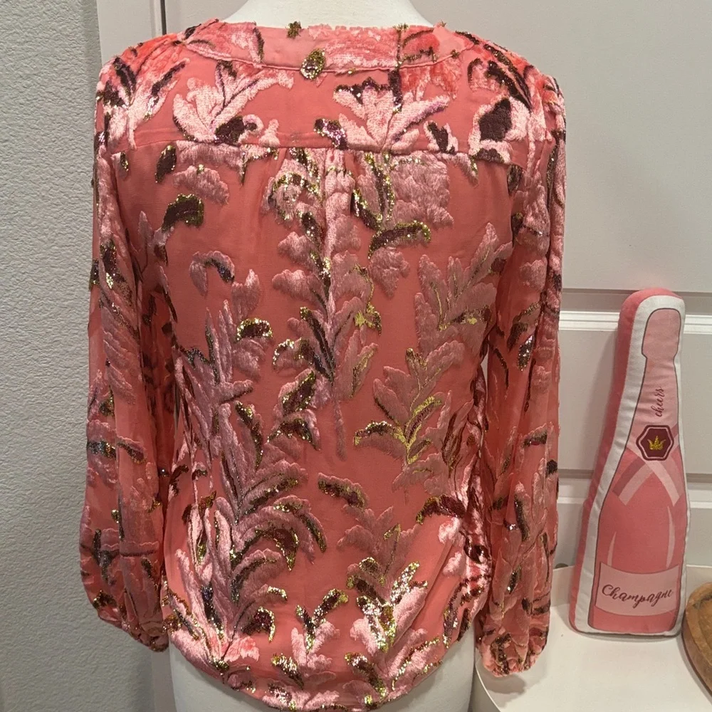EUC Anthropologie Pink and Gold Blouse - Picture 9 of 10